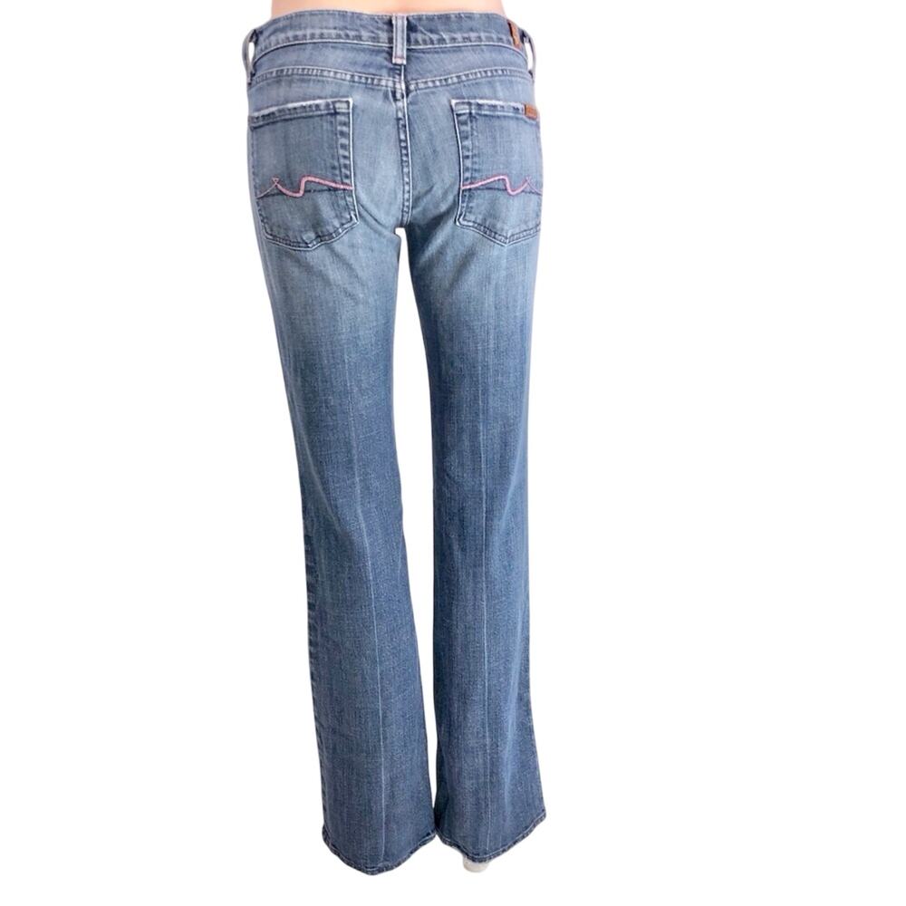 7 For All Mankind Pink Stitch Original Bootcut Jeans Premium Denim Mid Rise 27 - Picture 4 of 16